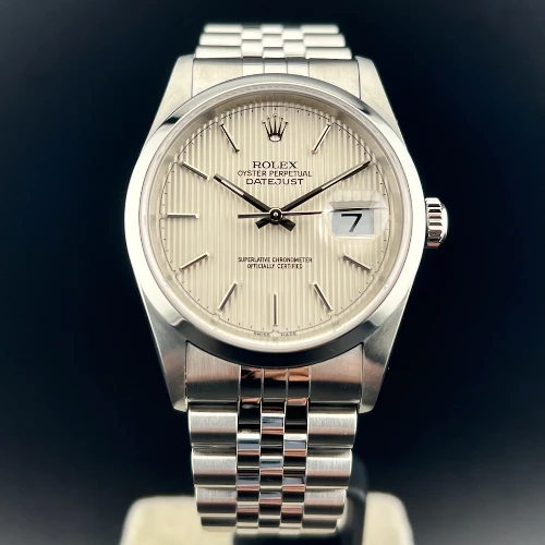 Rolex Datejust 36mm Silver Tapisserie Jubilee