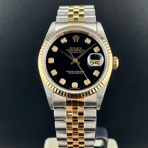 Rolex Datejust 36mm Acciaio/oro Nero Brillanti