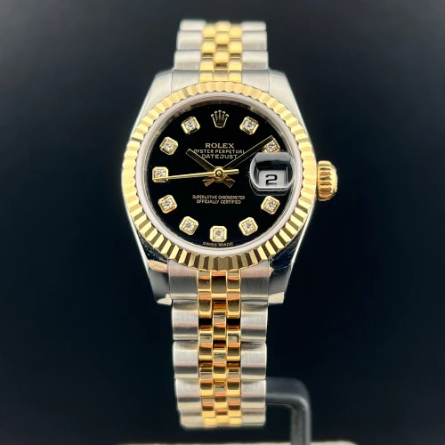 Rolex Lady Datejust 26mm Acciaio & Oro Nero Brillanti