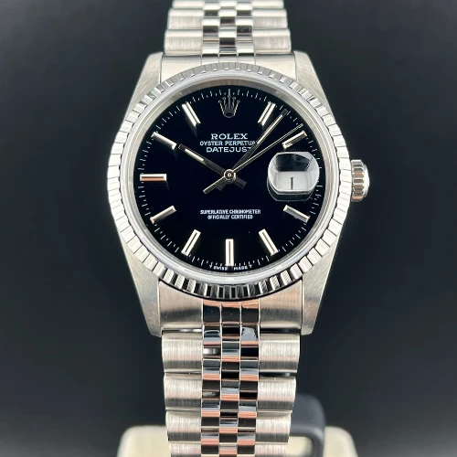 Rolex Datejust 36mm Nero Indici Ghiera Godronata 
