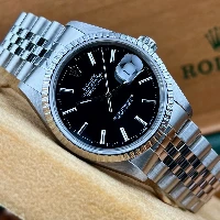 Rolex Datejust 36mm Nero Indici Ghiera Godronata 