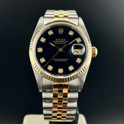 Rolex Datejust 36mm Acciaio/oro Nero Brillanti