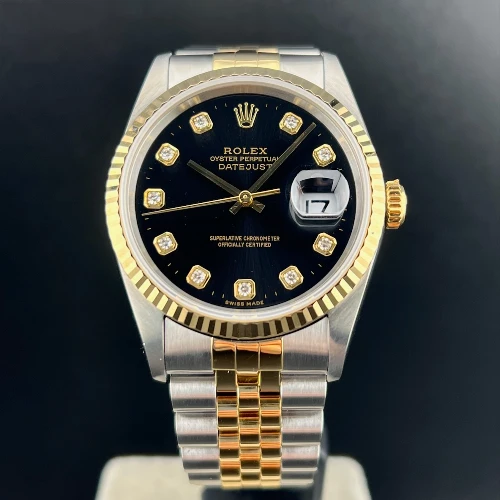 Rolex Datejust 36mm Acciaio/oro Nero Brillanti