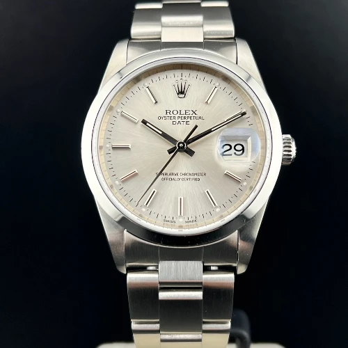 Rolex Oyster Perpetual Date 34mm Silver Indici