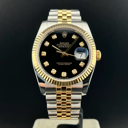 Rolex Datejust 36mm Acciaio/oro Nero Brillanti