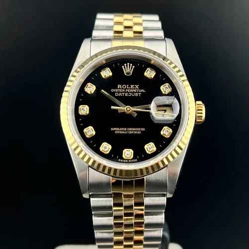 Rolex Datejust 36mm Acciaio/oro Nero Brillanti