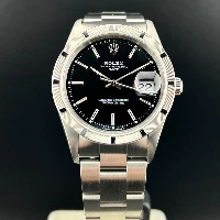 Rolex Oyster Perpetual Date 34mm Nero Ghiera Godronata