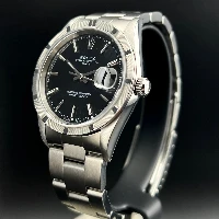Rolex Oyster Perpetual Date 34mm Nero Ghiera Godronata