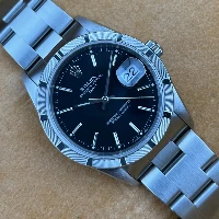 Rolex Oyster Perpetual Date 34mm Nero Ghiera Godronata
