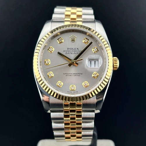 Rolex Datejust 36mm Acciaio/oro Rhodium Brillanti