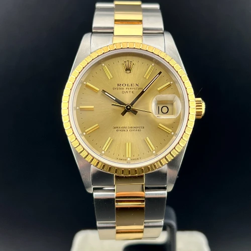 Rolex Oyster Perpetual Date 34mm Acciaio Oro Champagne