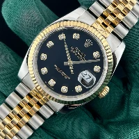 Rolex Datejust 36mm Acciaio/oro Nero Brillanti
