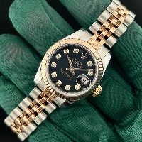 Rolex Lady Datejust 26mm Acciaio & Oro Rosa Nero Brillanti