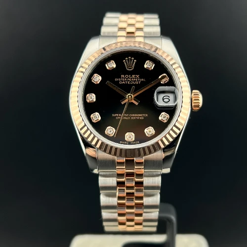 Rolex Datejust 31mm Acciaio & Oro Rosa Nero Brillanti