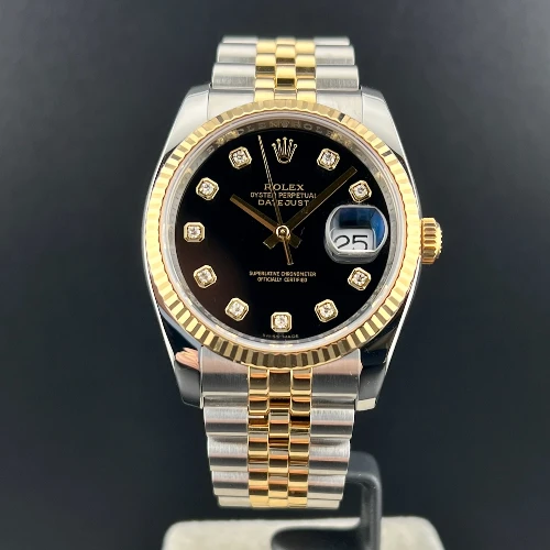 Rolex Datejust 36mm Acciaio/oro Nero Brillanti